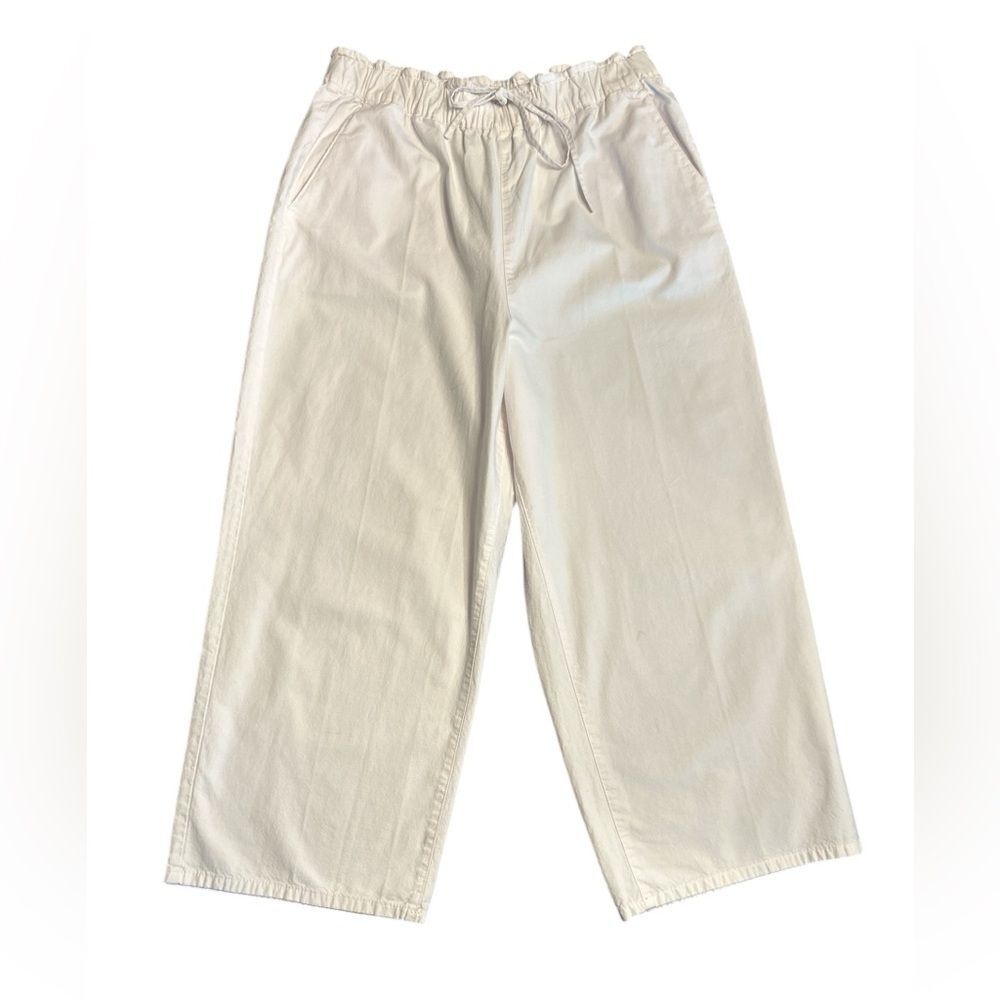 J. Crew Women’s Drawstring Pant in Cotton Blend Size L NWT in white #CB790